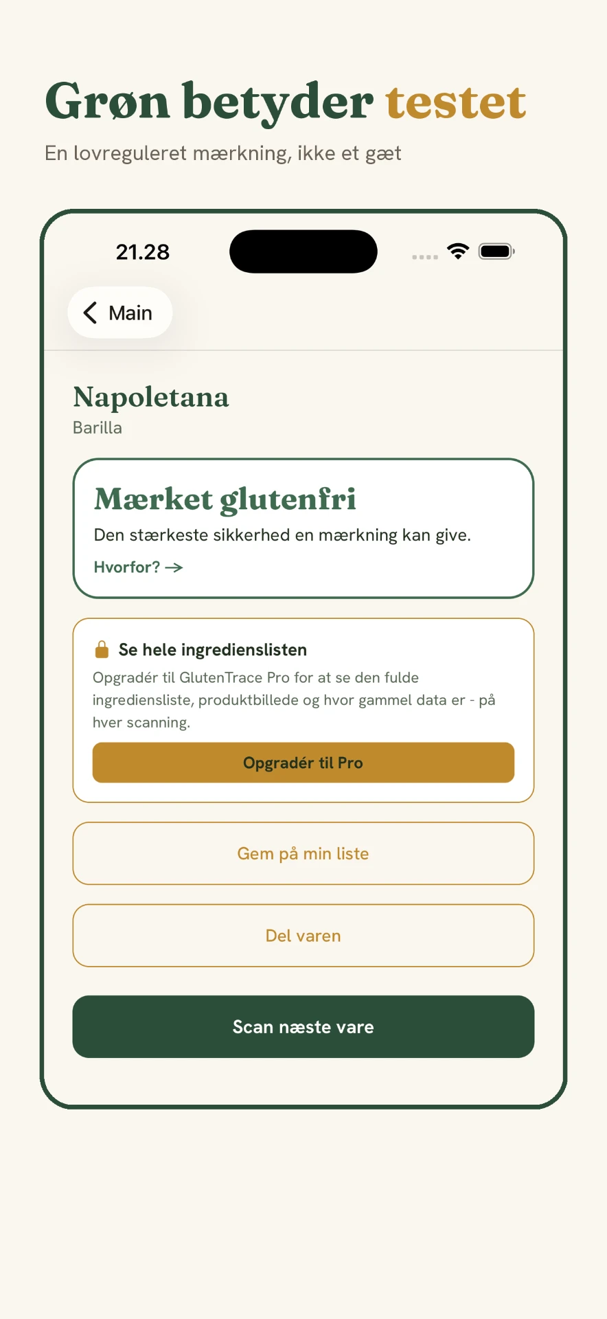 GlutenTrace: mærket glutenfri betyder testet